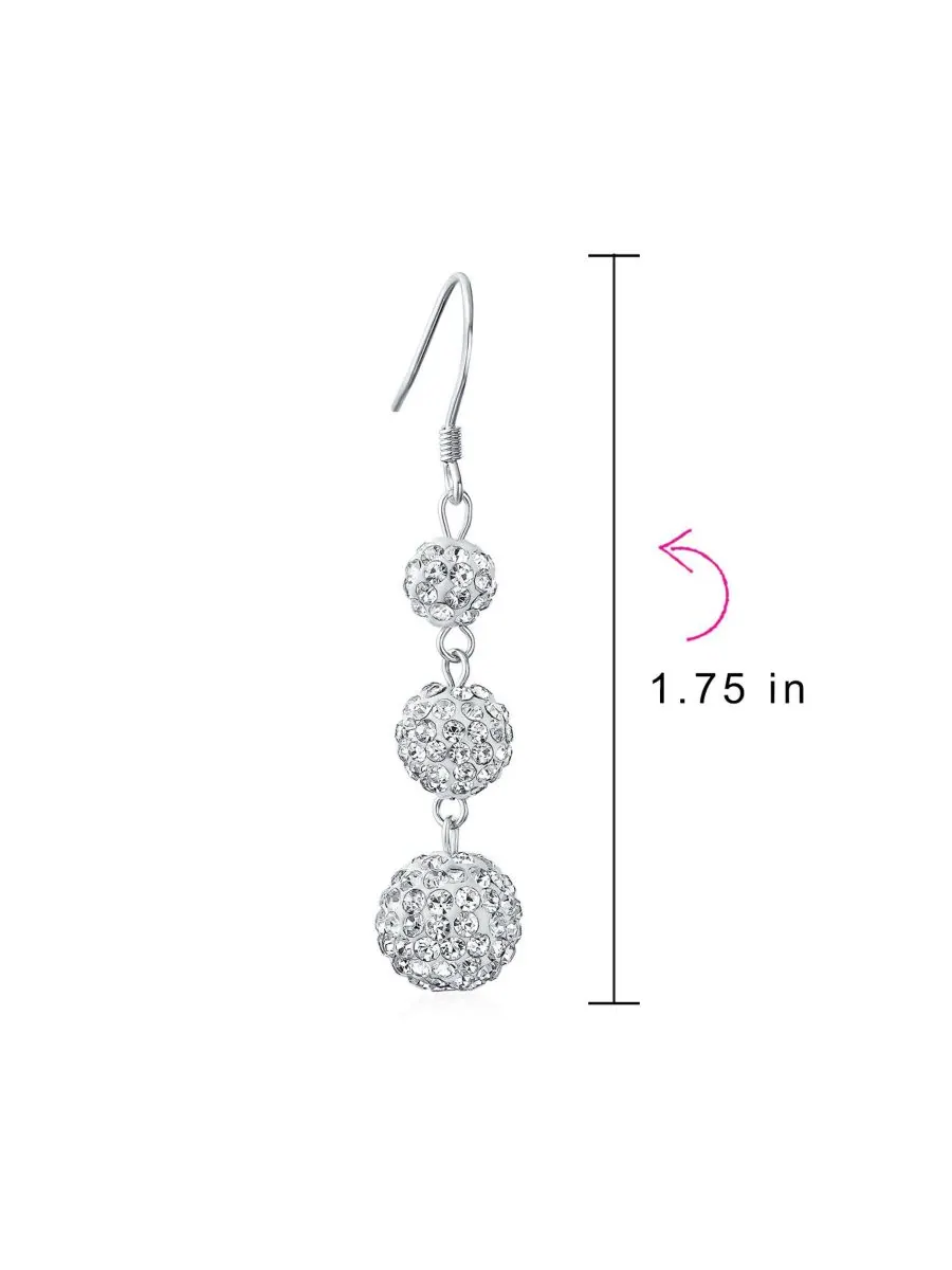 Серьги-подвески в виде диско-шаров с разноцветными кристаллами, инкрустированные кристаллами, из — изображение 6 из 6