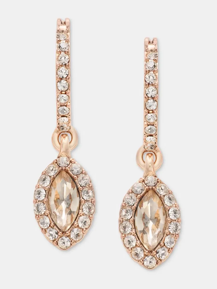 Серьги-кольца с подвесками и инкрустацией из камней Givenchy — изображение 1 из 4, оттенок темный розовый