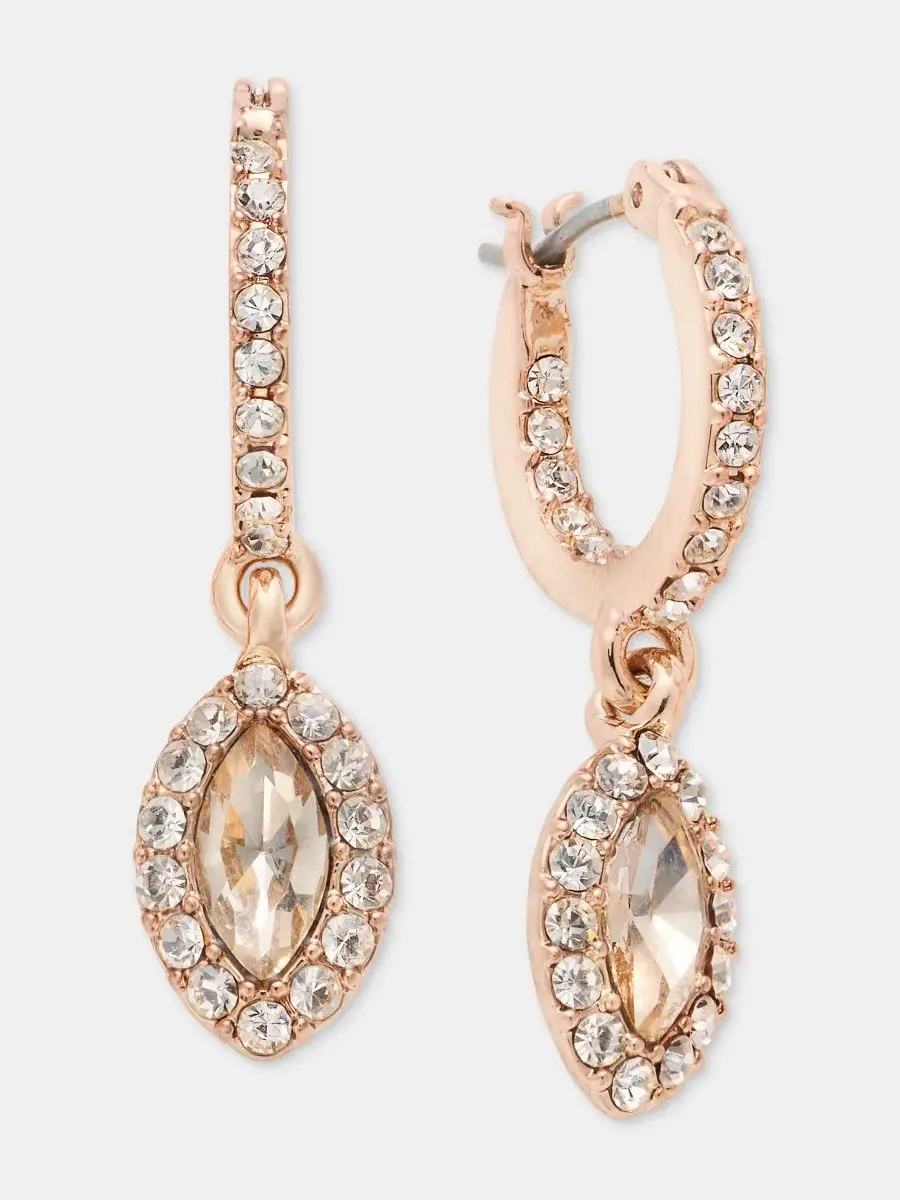 Серьги-кольца с подвесками и инкрустацией из камней Givenchy — изображение 3 из 4, оттенок темный розовый