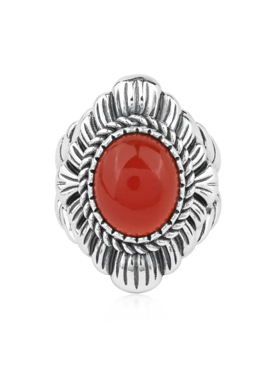 Кольцо из стерлингового серебра с овальным красным ониксом American West Jewelry — изображение 1 из 7, оттенок красный