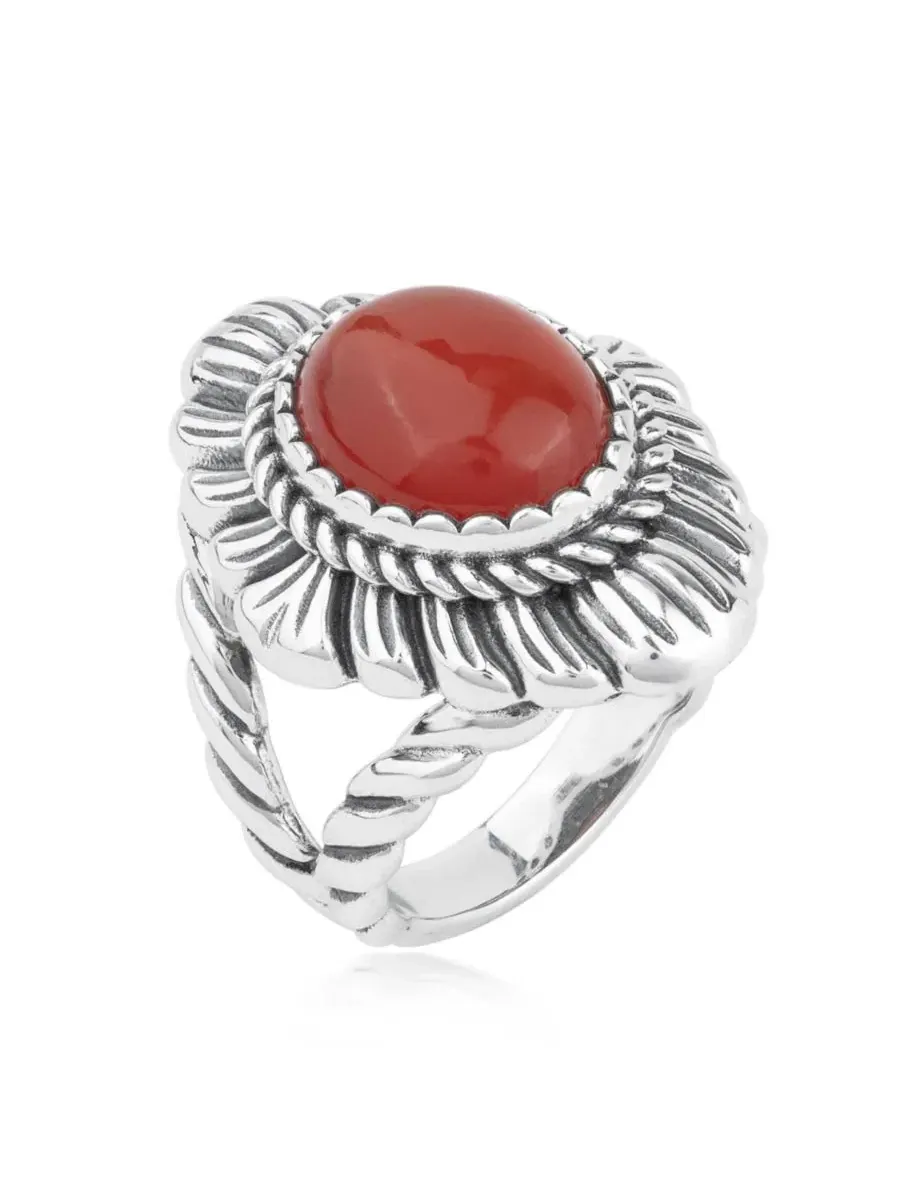 Кольцо из стерлингового серебра с овальным красным ониксом American West Jewelry — изображение 2 из 7, оттенок красный