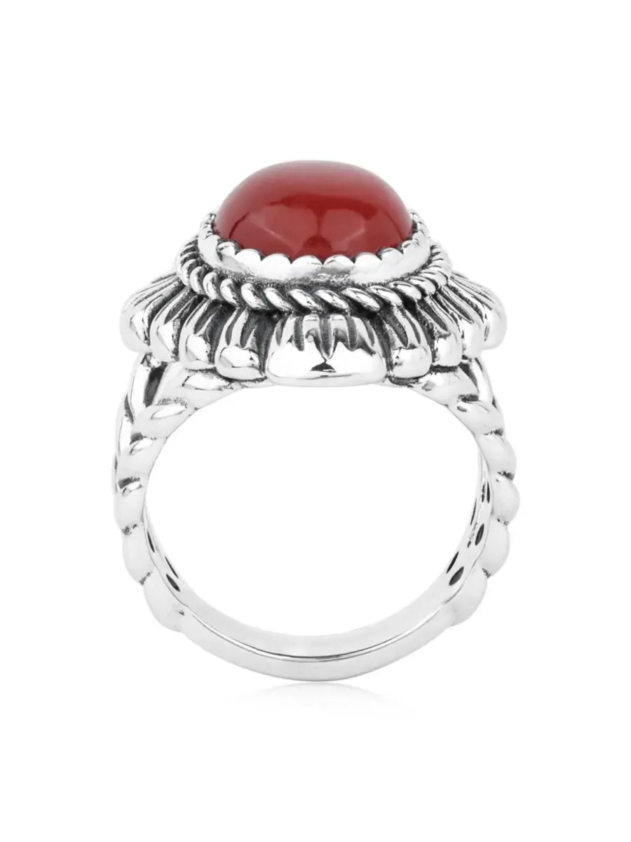 Кольцо из стерлингового серебра с овальным красным ониксом American West Jewelry — изображение 3 из 7, оттенок красный