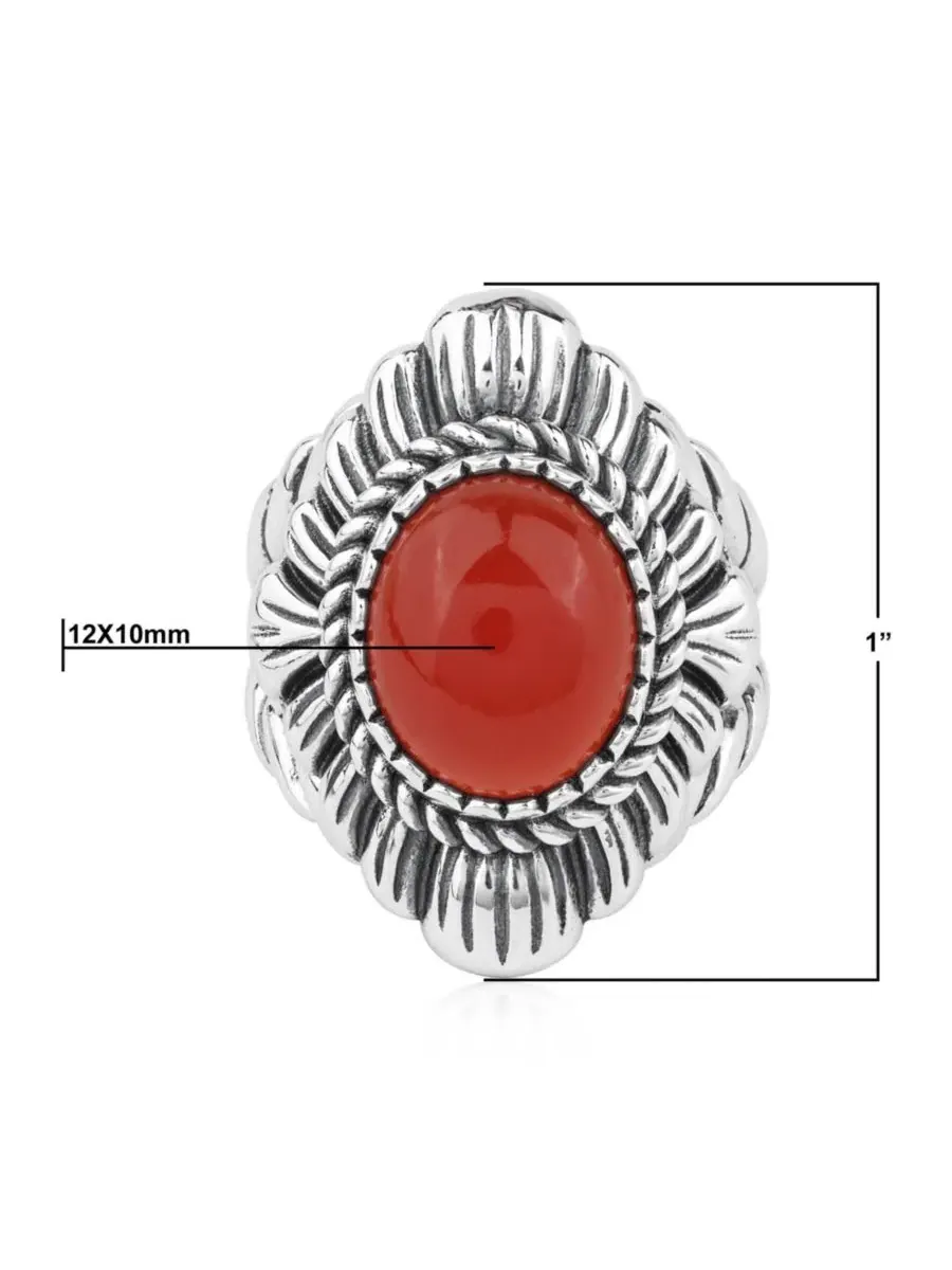 Кольцо из стерлингового серебра с овальным красным ониксом American West Jewelry — изображение 4 из 7, оттенок красный