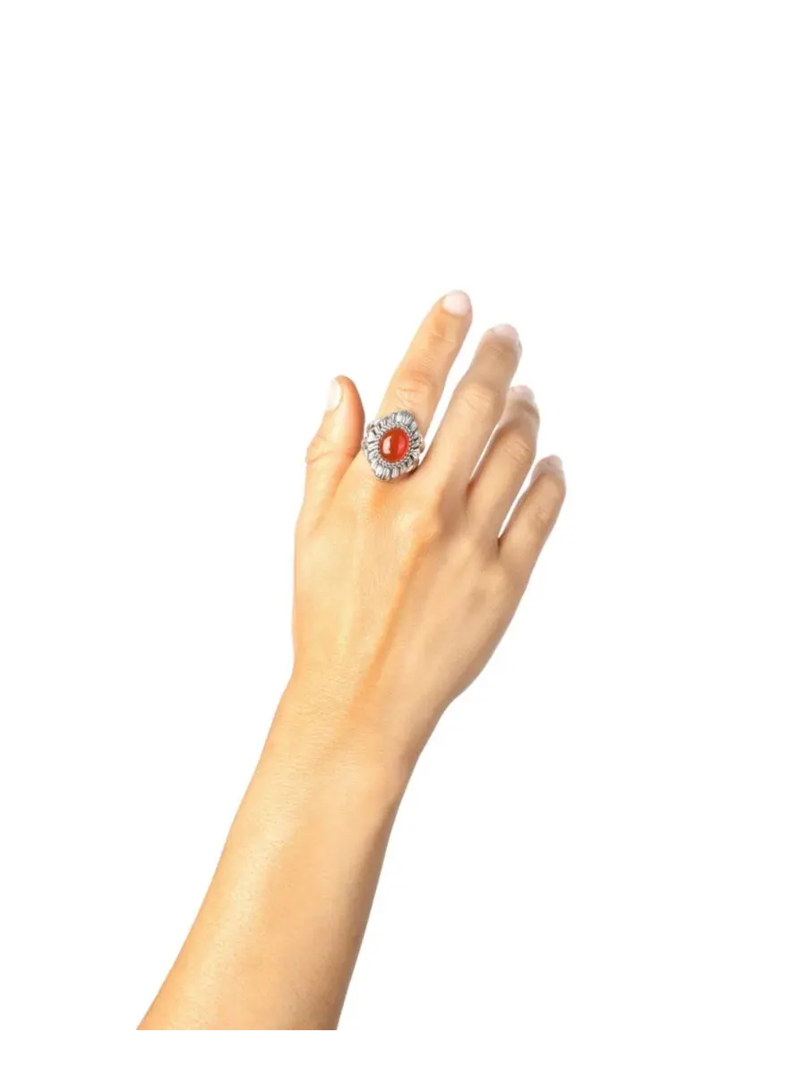 Кольцо из стерлингового серебра с овальным красным ониксом American West Jewelry — изображение 7 из 7, оттенок красный