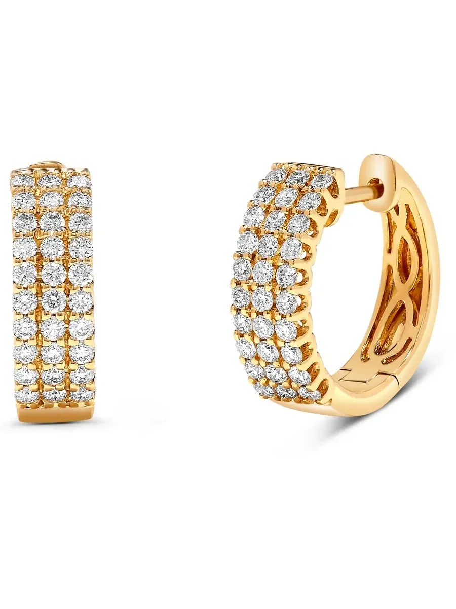 Серьги-пусеты с бриллиантами, 1/2 ct. t.w. — изображение 1 из 3, оттенок желтый золотистый