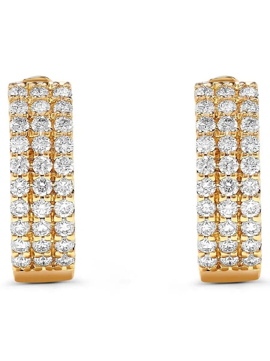 Серьги-пусеты с бриллиантами, 1/2 ct. t.w. — изображение 2 из 3, оттенок желтый золотистый