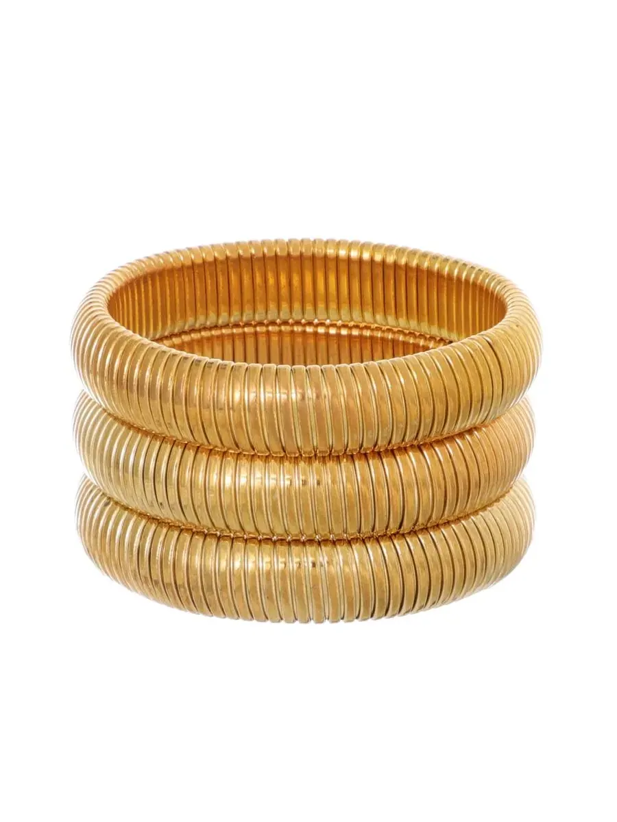 Набор из 3 браслетов-спиралей Gold ADORNIA — изображение 1 из 4, оттенок золото