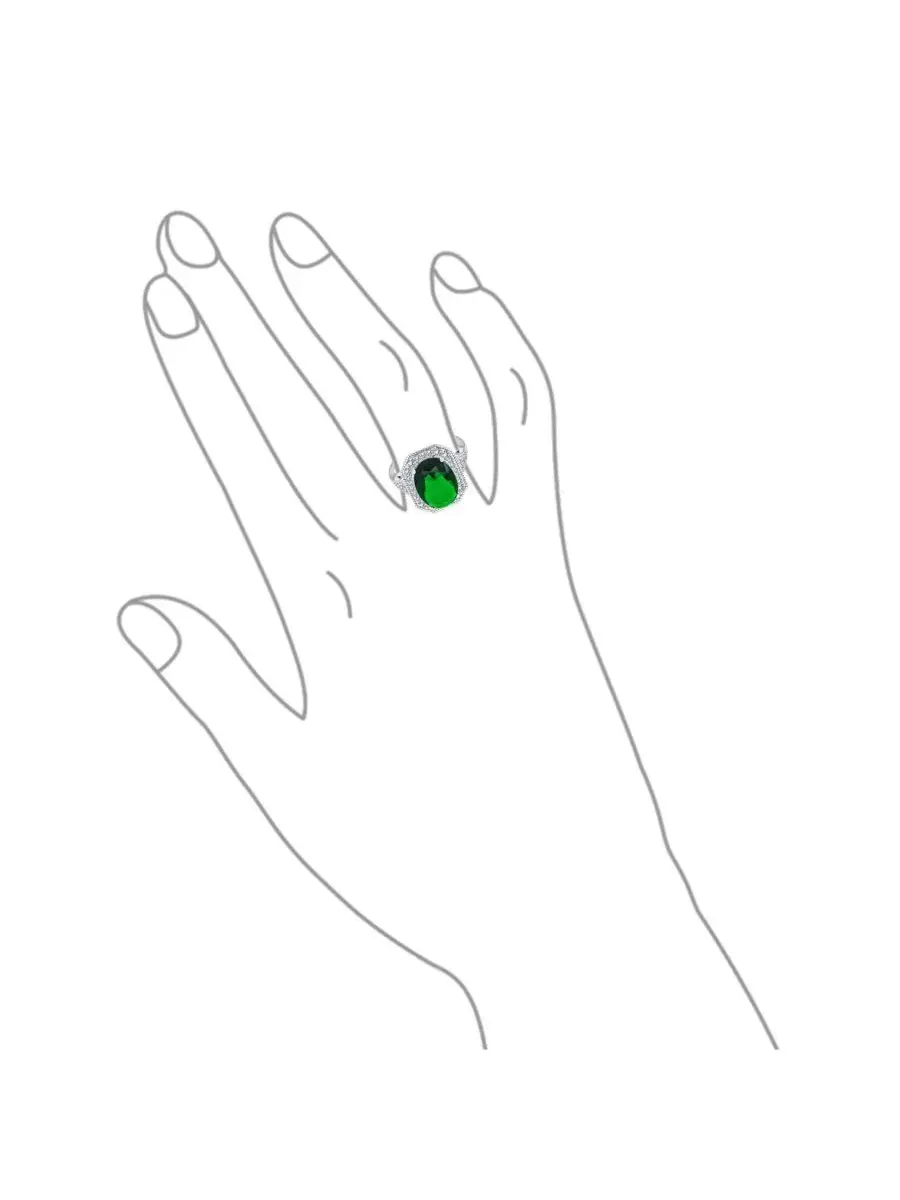 Кольцо с овальным цирконием, ар-деко, 15 карат Bling Jewelry — изображение 5 из 5, оттенок светлый зеленый