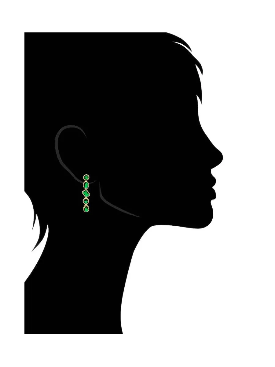Серьги-подвески с фианитами — изображение 2 из 3, оттенок золотистый зеленый
