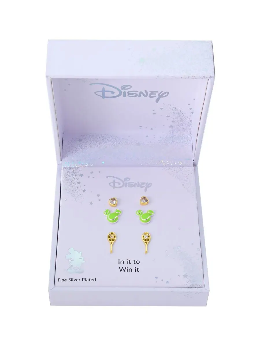 Серьги-пусеты с кубическим цирконием Mickey Mouse, 3 пары Disney — изображение 5 из 5, оттенок мульти