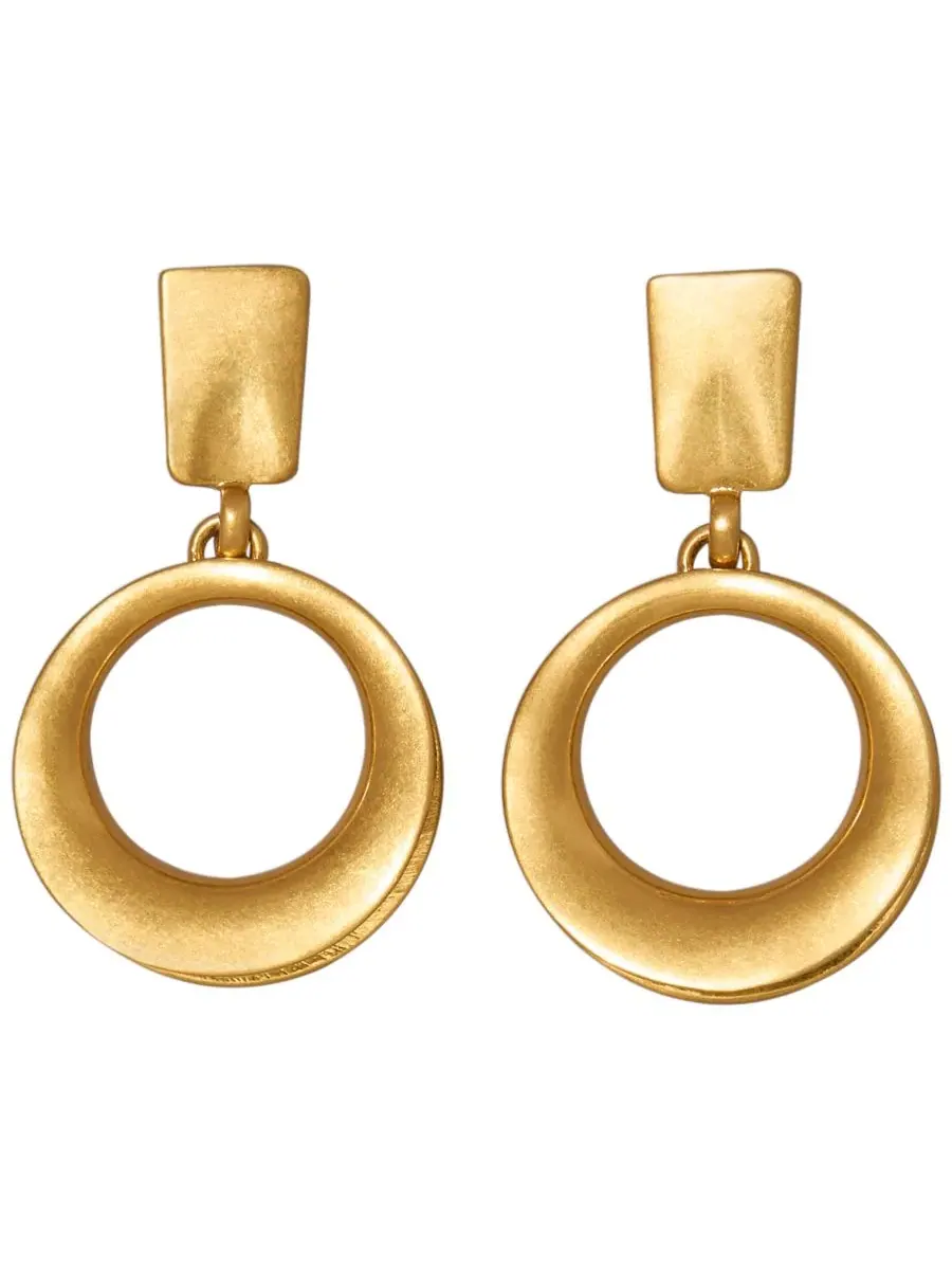 Серьги-кольца с выемкой, с позолотой Donna Karan New York — изображение 1 из 5