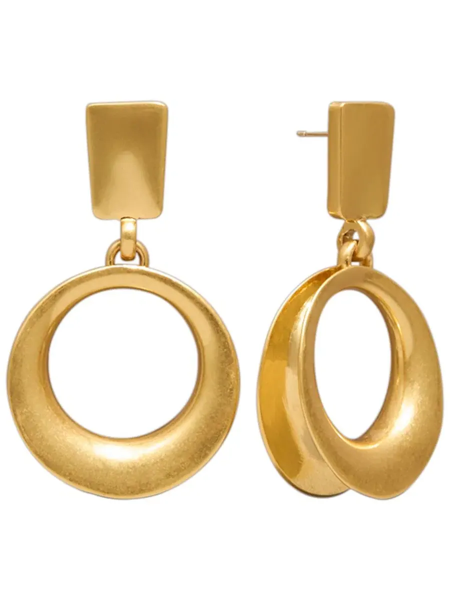 Серьги-кольца с выемкой, с позолотой Donna Karan New York — изображение 2 из 5