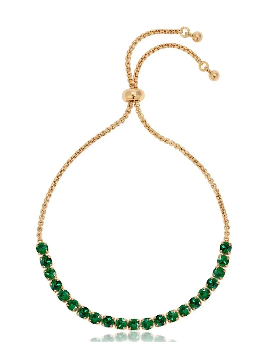 Браслет с кристаллами, модель Adjustable Dainty Crystal ETTIKA — изображение 1 из 5, оттенок золотистый/зеленый