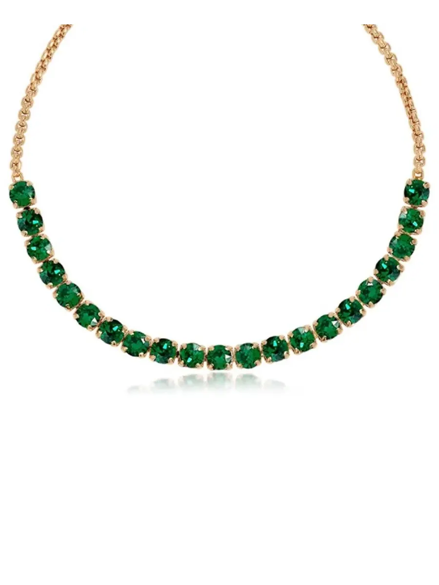 Браслет с кристаллами, модель Adjustable Dainty Crystal ETTIKA — изображение 2 из 5, оттенок золотистый/зеленый