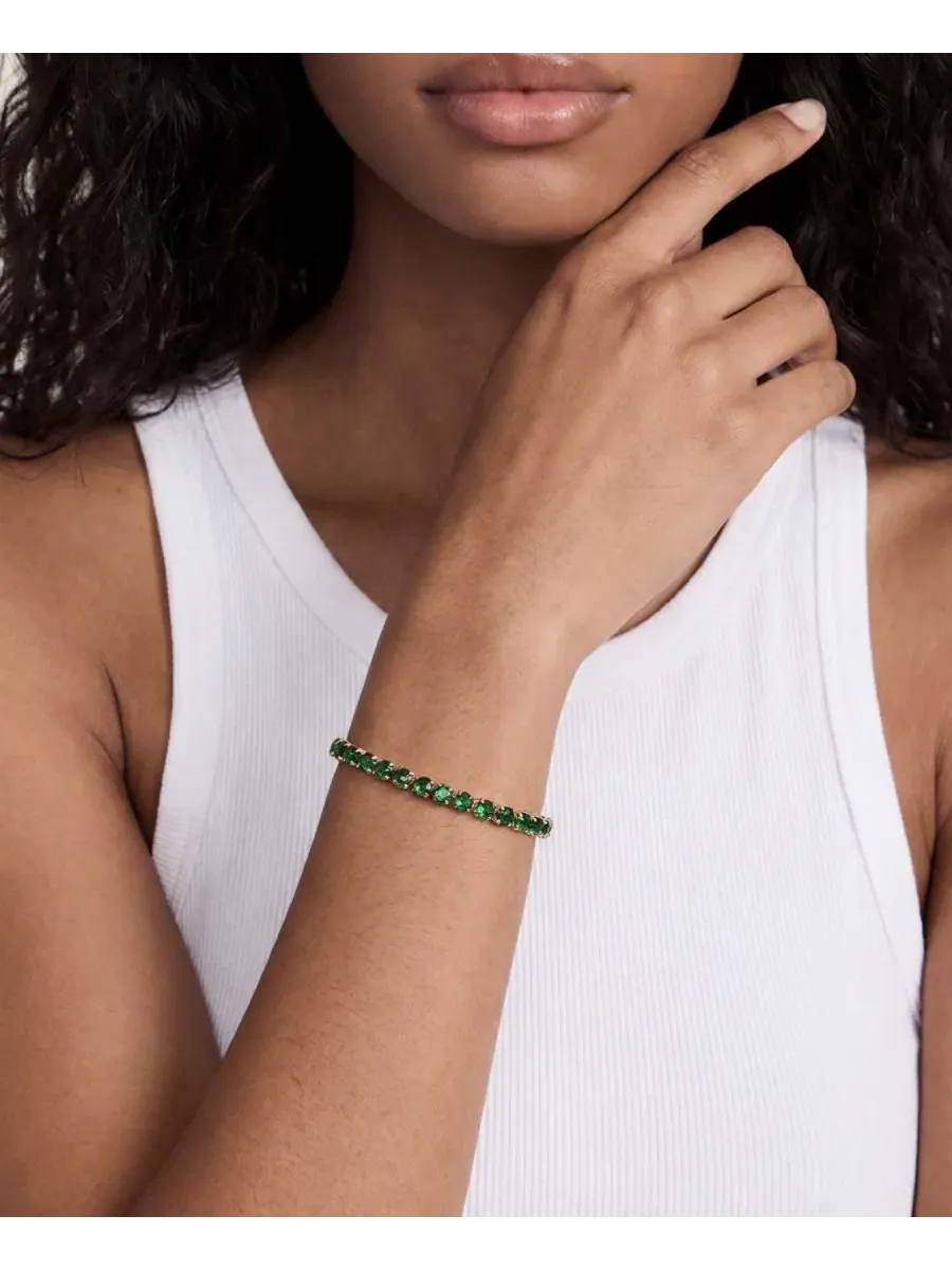 Браслет с кристаллами, модель Adjustable Dainty Crystal ETTIKA — изображение 4 из 5, оттенок золотистый/зеленый