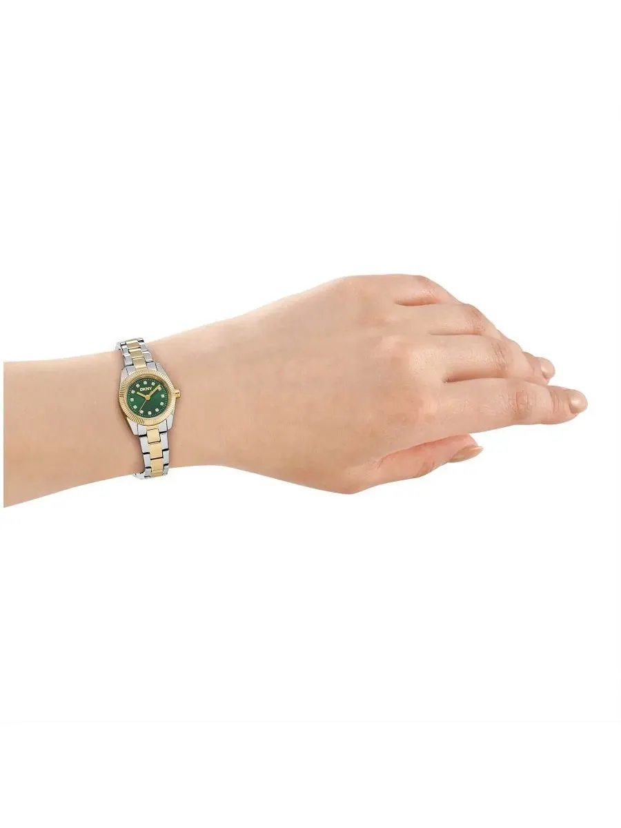 Женские часы Mini Quartz с браслетом из стали двух цветов, 23 мм DKNY — изображение 4 из 4, оттенок темный зеленый