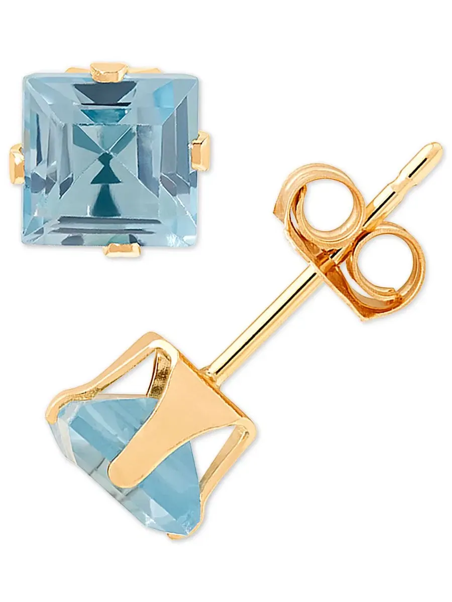 Серьги-гвоздики с голубым топазом (1-3/8 ct. t.w.) в 14k золоте — изображение 1 из 3, оттенок синий