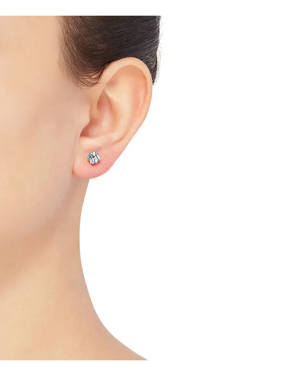 Серьги-гвоздики с голубым топазом (1-3/8 ct. t.w.) в 14k золоте — изображение 2 из 3, оттенок синий