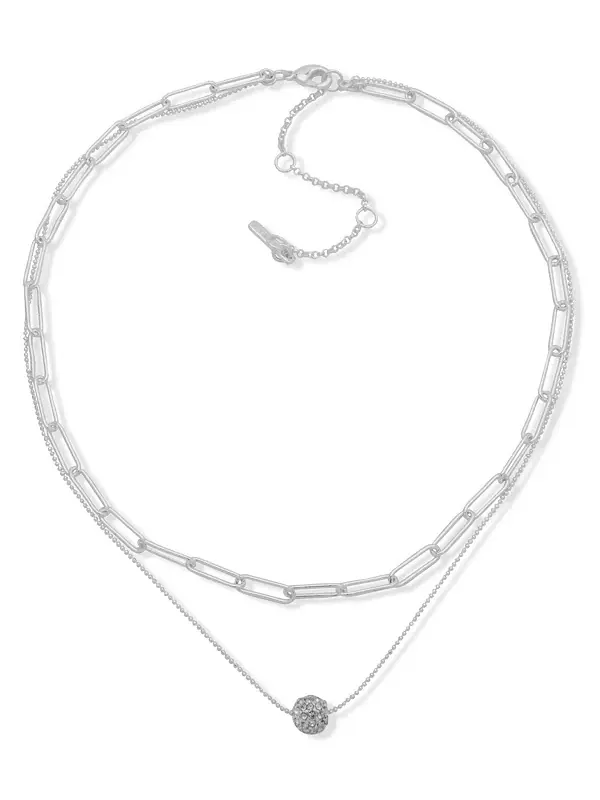 Двухрядное ожерелье из серебристого стекла с паве Nine West