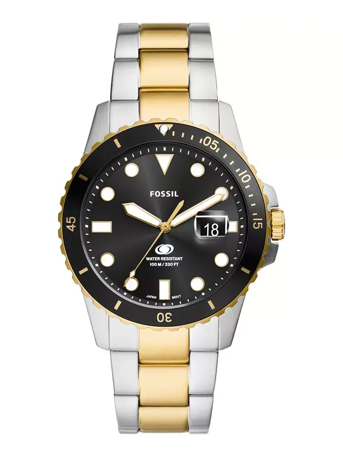 Мужские часы Dive Three-Hand Date с синим циферблатом, двухцветные из нержавеющей стали, 42 мм — изображение 1 из 4