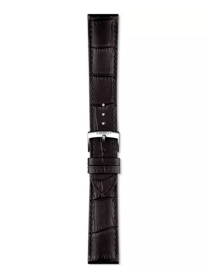 Мужские часы Swiss PR 100 с коричневым кожаным ремешком, 40 мм Tissot — изображение 4 из 5, оттенок серебряный