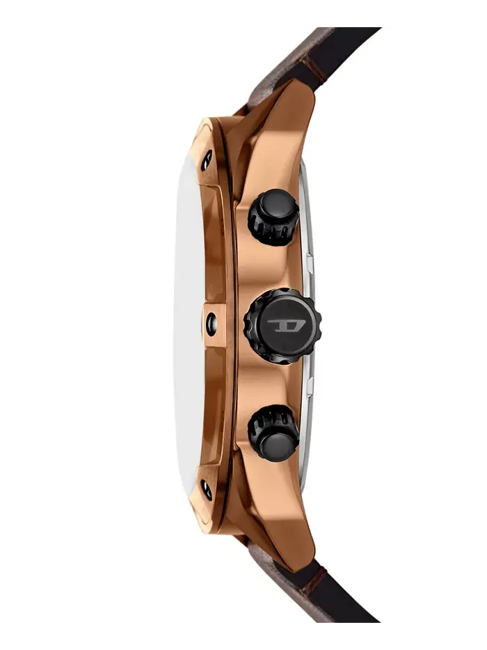 Мужские часы Spiked Quartz Chronograph с коричневым кожаным ремешком, 49 мм Diesel — изображение 2 из 4