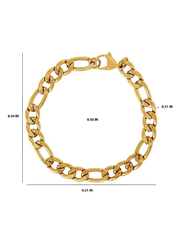 Браслет-Цепочка Фигаро 8 мм - цепочка 8,5 дюйма Lucky Brand — изображение 4 из 4, оттенок золото