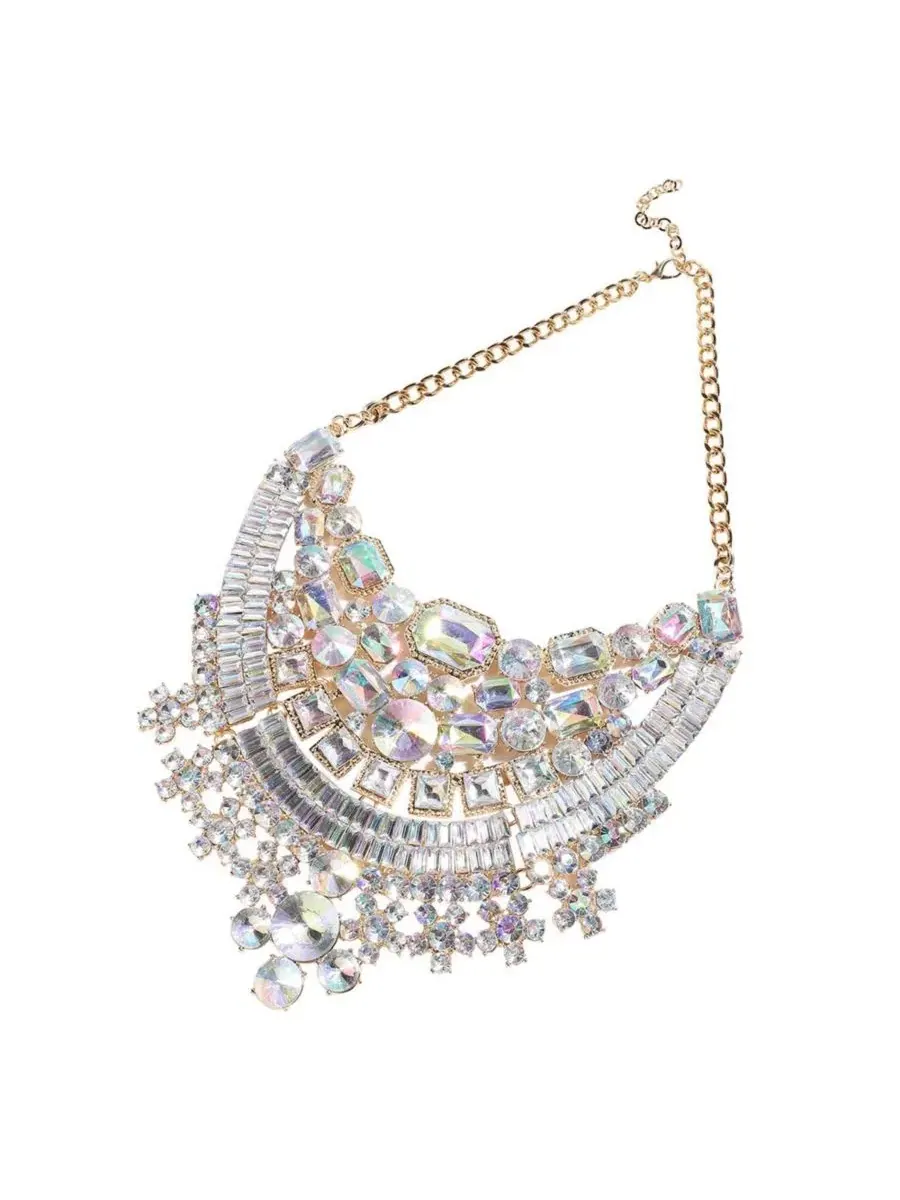 Колье Maxi Crystal SOHI — изображение 1 из 6, оттенок серебряный