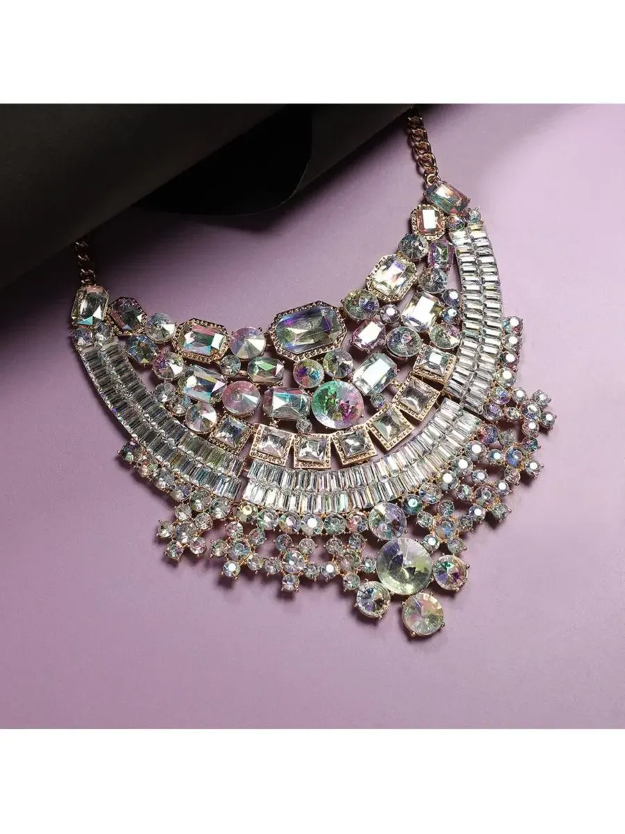 Колье Maxi Crystal SOHI — изображение 2 из 6, оттенок серебряный