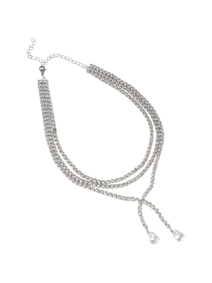 Многослойное колье с бликами Bling Multi-Layer SOHI — изображение 1 из 6, оттенок серебряный