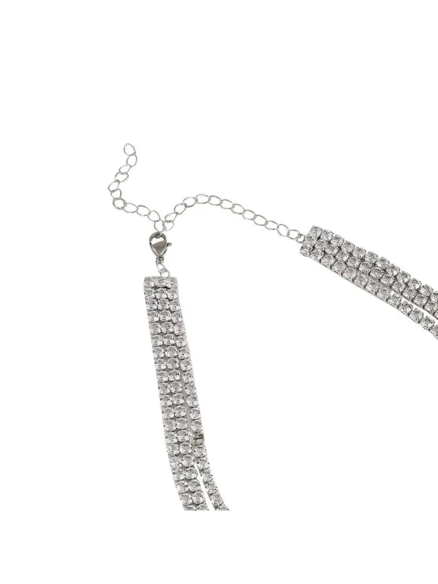 Многослойное колье с бликами Bling Multi-Layer SOHI — изображение 5 из 6, оттенок серебряный