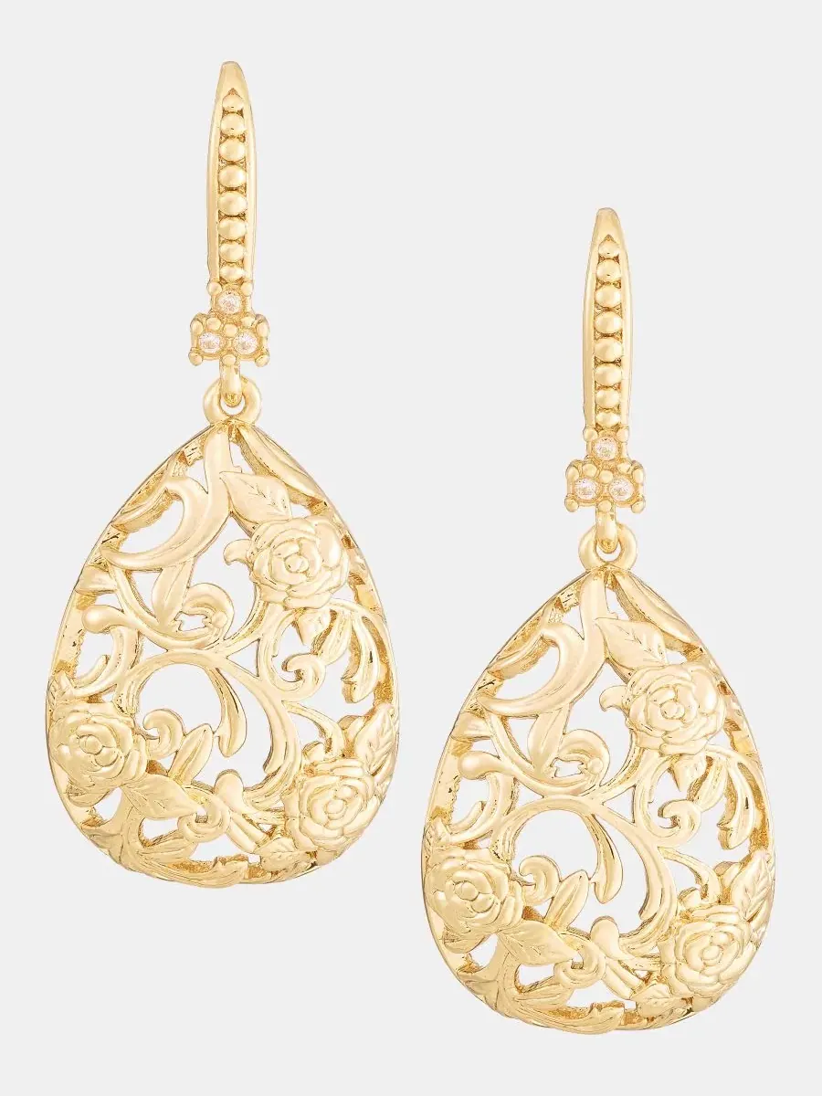 Серьги-подвески с филигранью Puffy Filigree Marchesa — изображение 1 из 4, оттенок золото