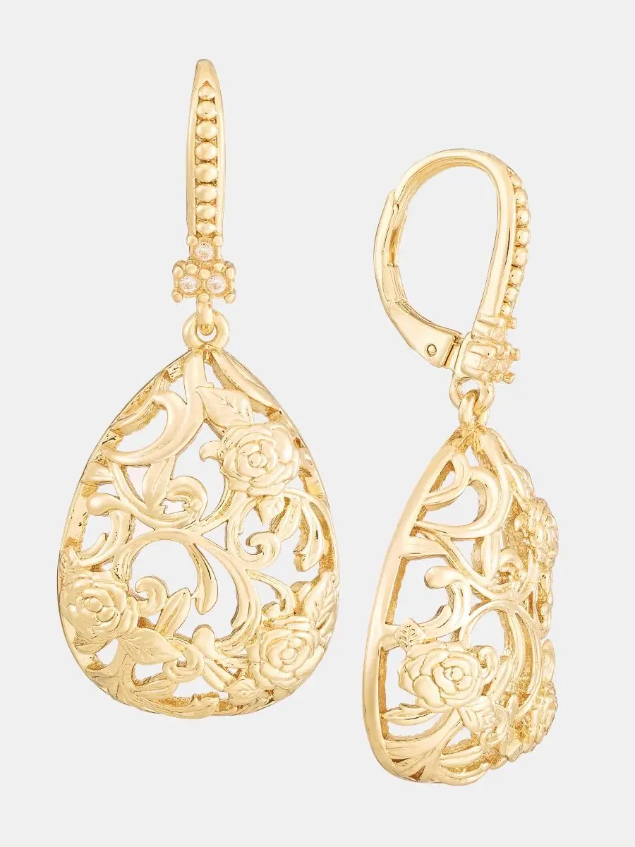 Серьги-подвески с филигранью Puffy Filigree Marchesa — изображение 2 из 4, оттенок золото