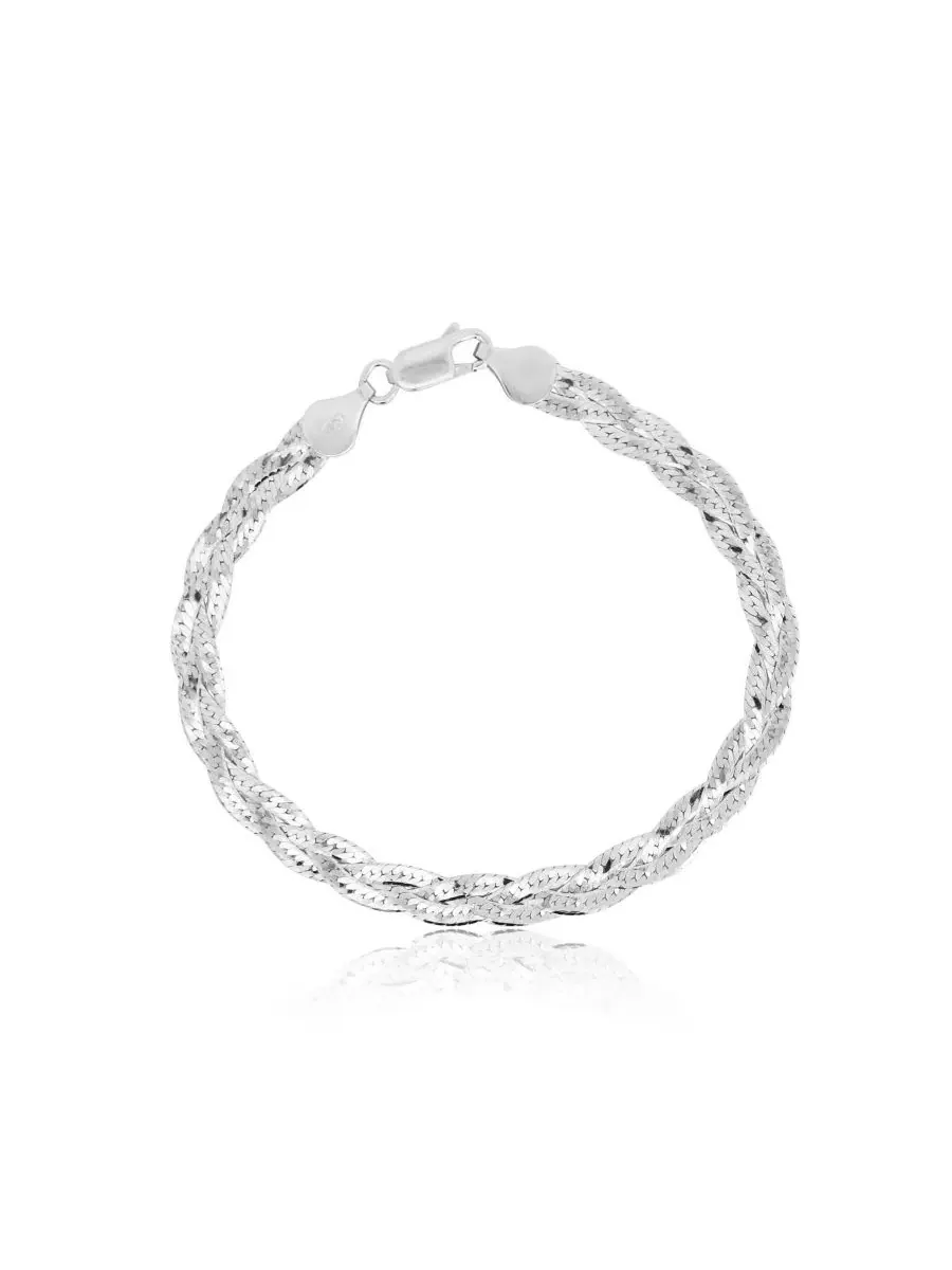 Плетеный браслет-елочка Sterling Silver The Lovery — изображение 1 из 3, оттенок серебристый