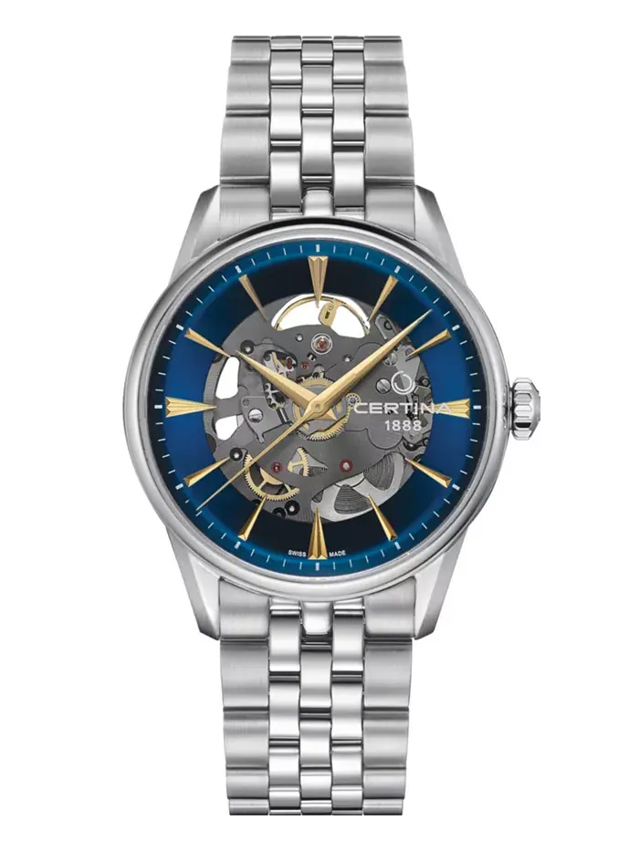 Мужские автоматические часы Swiss Automatic DS-1 Skeleton на стальном браслете, 40 мм Certina — изображение 1 из 4