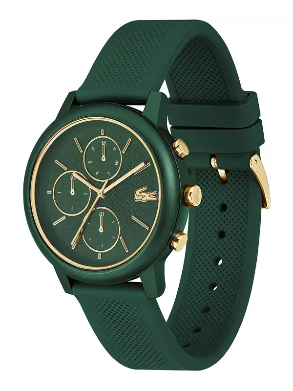 Мужские часы L.12.12 Move с зеленым силиконовым ремешком, 42 мм Lacoste — изображение 3 из 4, оттенок зеленый