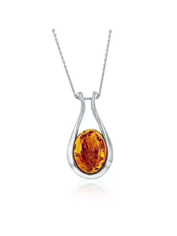 Подвеска из стерлингового серебра, овальный янтарь, грушевидная форма Caribbean Treasures