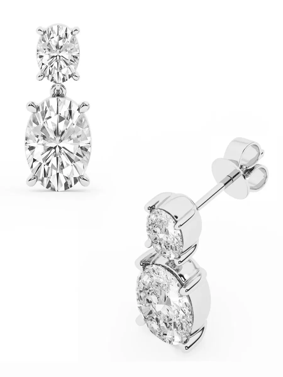 Серьги-подвески с бриллиантами лабораторного выращивания (4 ct. t.w.) в 14k белом золоте Badgley — изображение 2 из 6