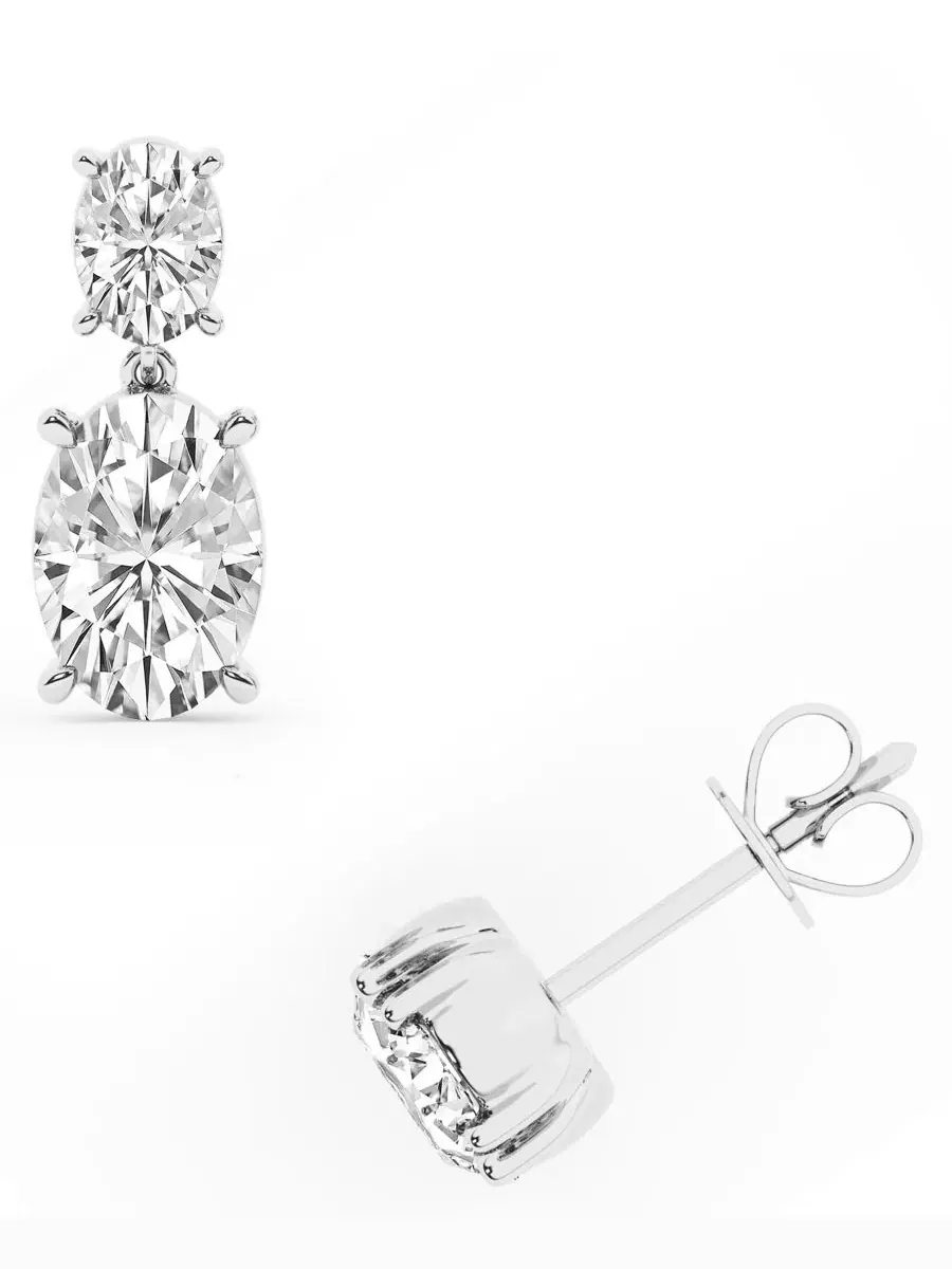 Серьги-подвески с бриллиантами лабораторного выращивания (4 ct. t.w.) в 14k белом золоте Badgley — изображение 3 из 6