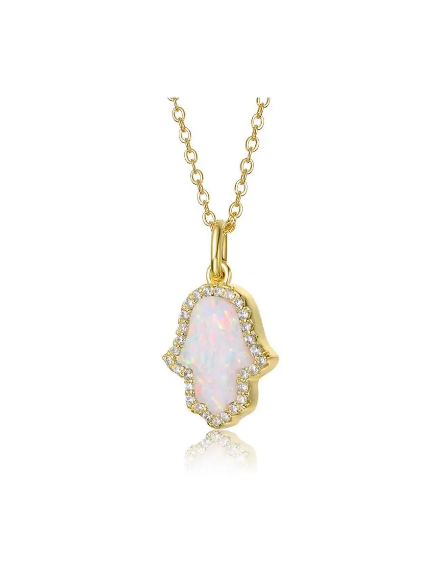 Кулон-подвеска Hamsa с опалом и фианитами — изображение 3 из 4, оттенок белый