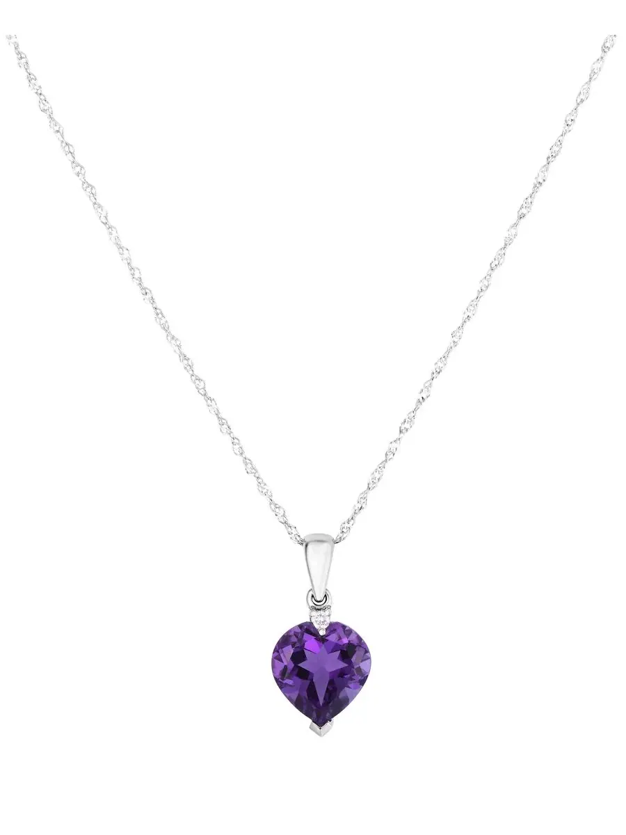 Кулон с аметистом и бриллиантами, модель Amethyst (2 ct. t.w.) & Diamond Accent Pendant Necklace in — изображение 1 из 3