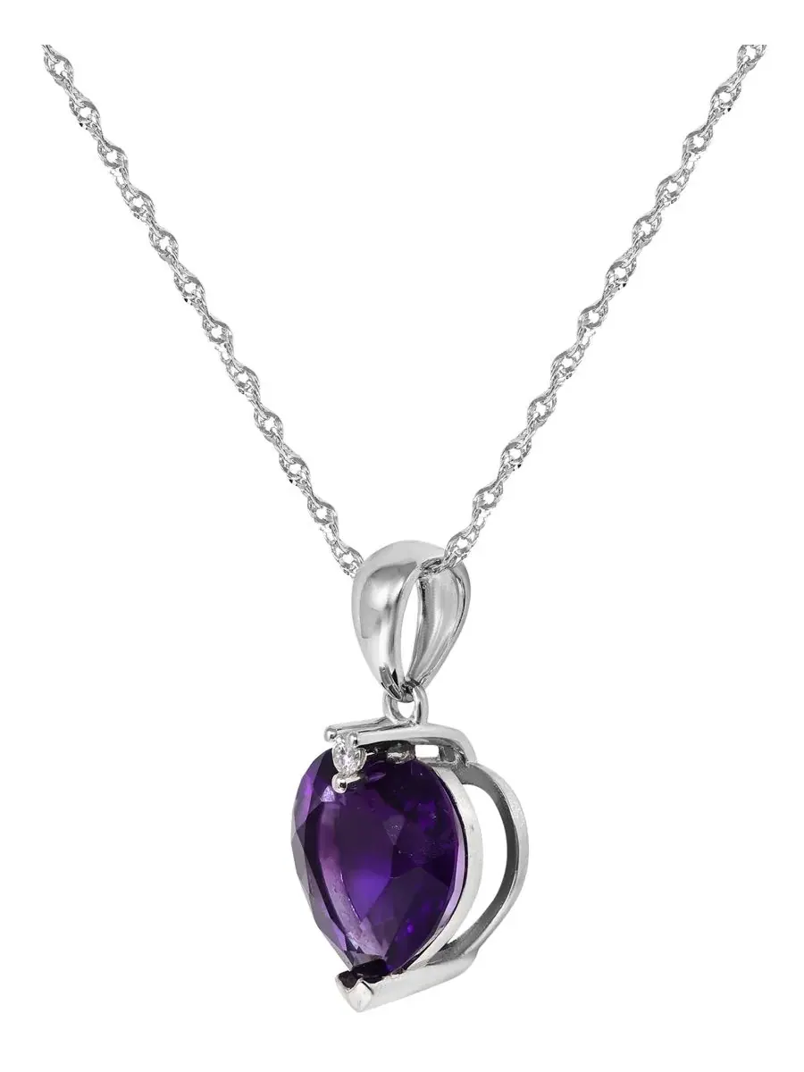 Кулон с аметистом и бриллиантами, модель Amethyst (2 ct. t.w.) & Diamond Accent Pendant Necklace in — изображение 2 из 3