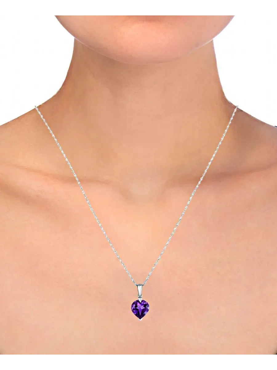 Кулон с аметистом и бриллиантами, модель Amethyst (2 ct. t.w.) & Diamond Accent Pendant Necklace in — изображение 3 из 3
