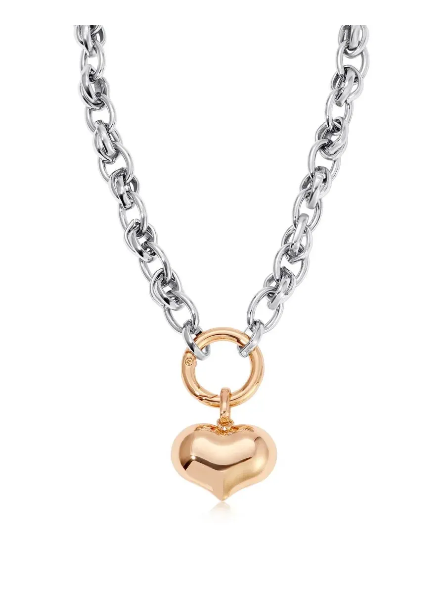Ожерелье с замковым дизайном Locked in Mixed Metal ETTIKA — изображение 1 из 5, оттенок серебристый