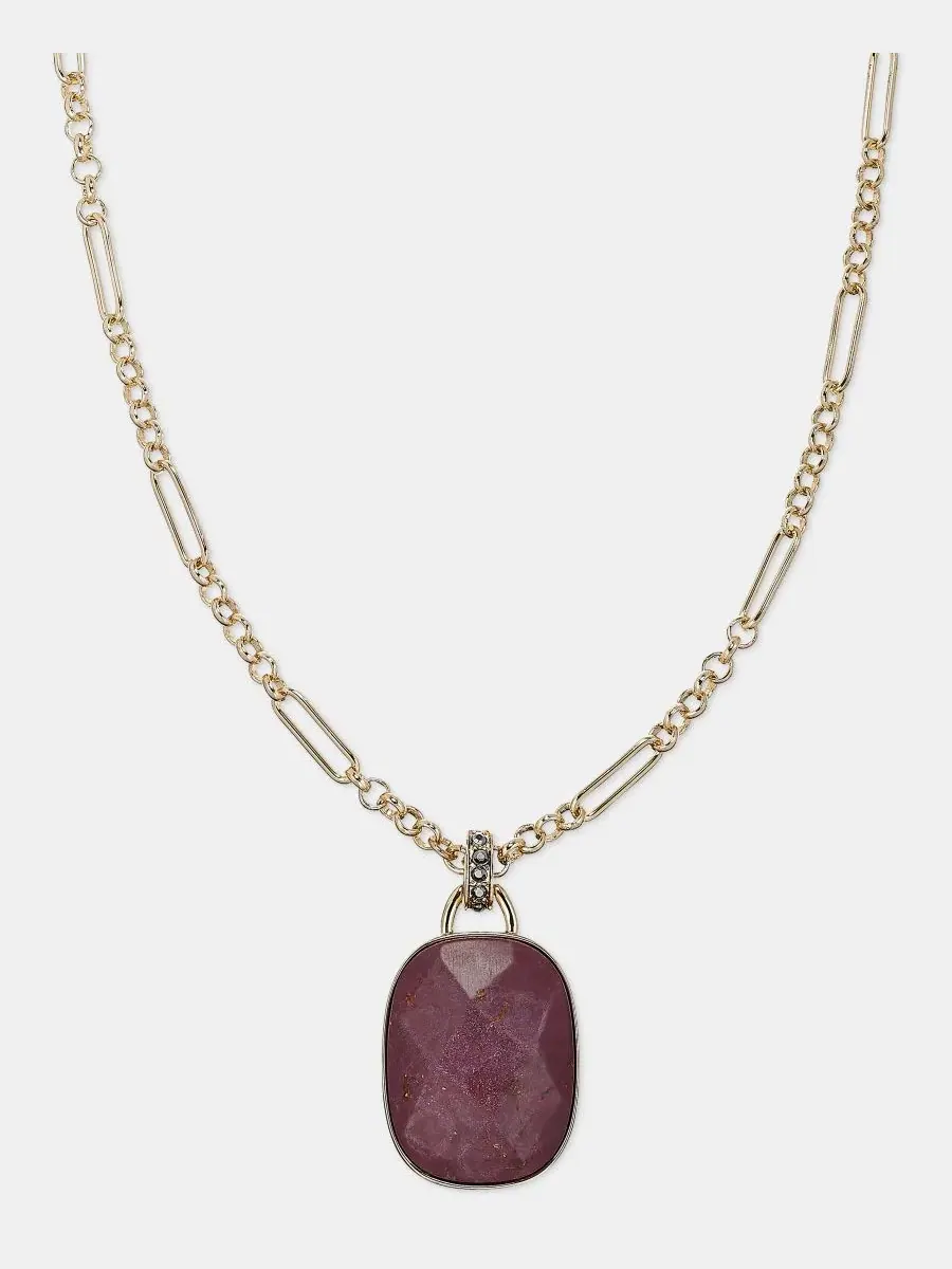Кулон с камнем с удлинителем, 86 см + 7,5 см Anne Klein — изображение 1 из 4, оттенок бордовый