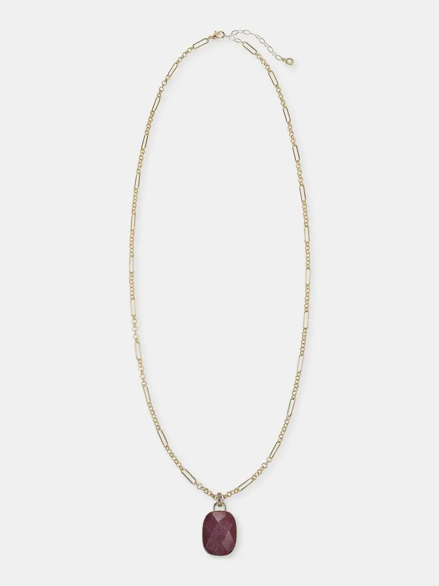 Кулон с камнем с удлинителем, 86 см + 7,5 см Anne Klein — изображение 2 из 4, оттенок бордовый