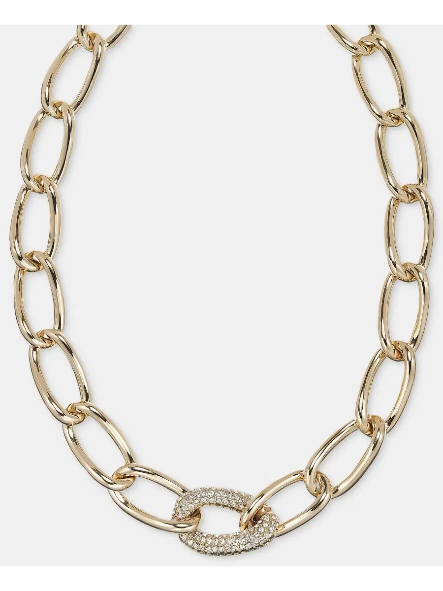 Колье с кристаллами Pavé Large Link Collar Necklace DKNY