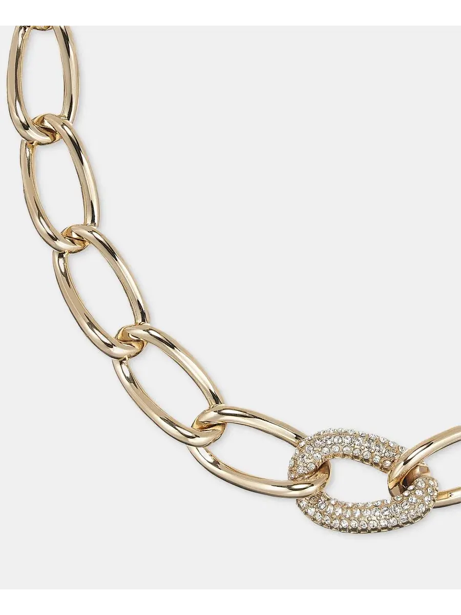 Колье с кристаллами Pavé Large Link Collar Necklace DKNY — изображение 3 из 6, оттенок прозрачный