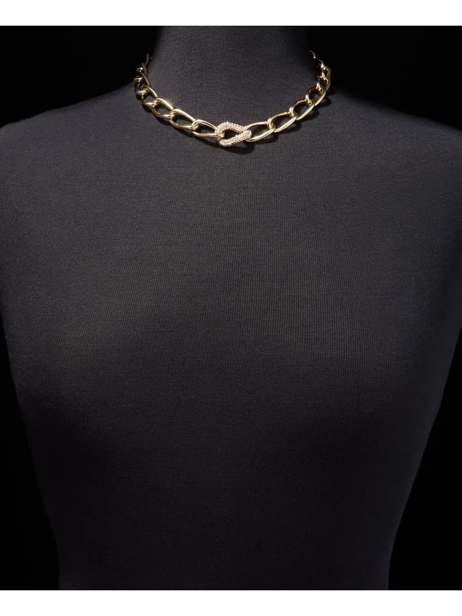 Колье с кристаллами Pavé Large Link Collar Necklace DKNY — изображение 4 из 6, оттенок прозрачный