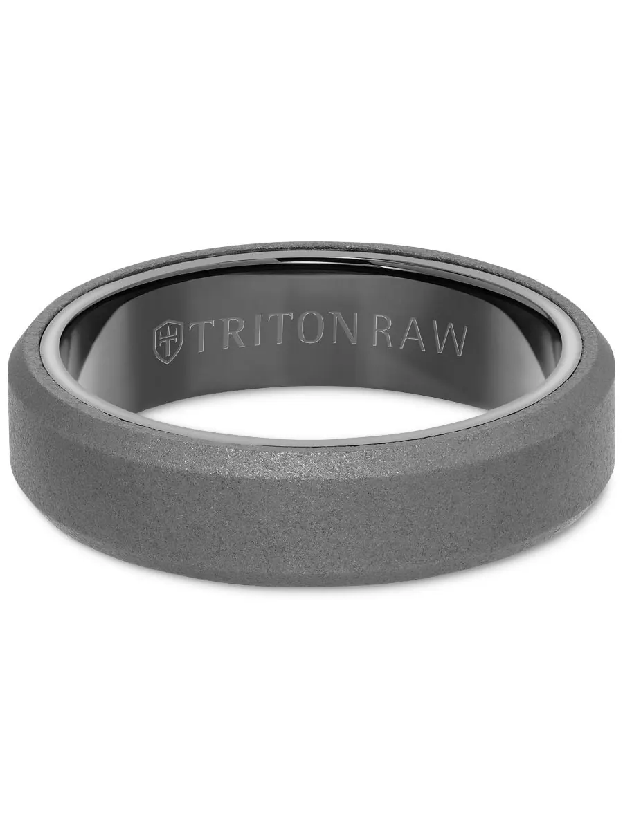 Мужское обручальное кольцо из карбида вольфрама с пескоструйной обработкой Triton — изображение 3 из 4, оттенок серый